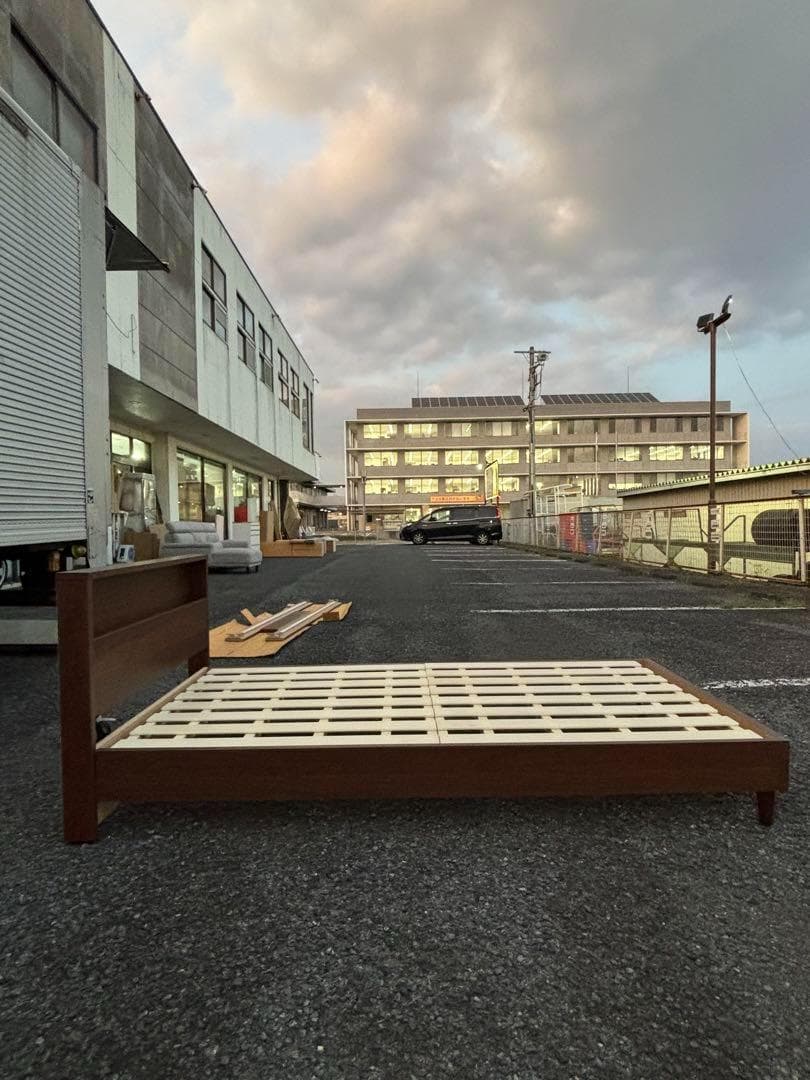 ①フランスベッド LED照明 シングルベッド ウォルナット