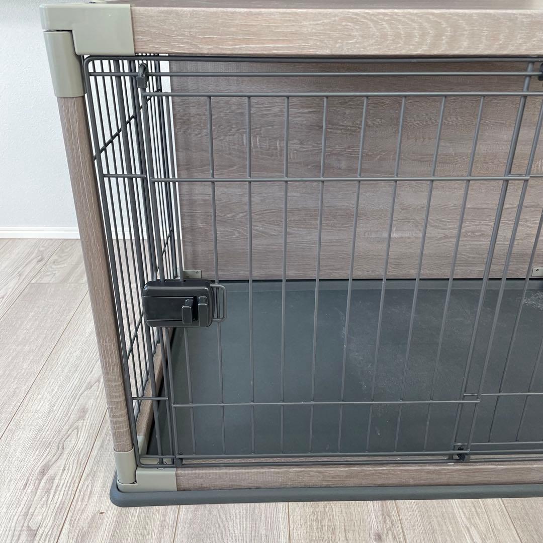 アイリスオーヤマ 犬 ゲージ　ウッディサークル インテリア グレー 小型犬用