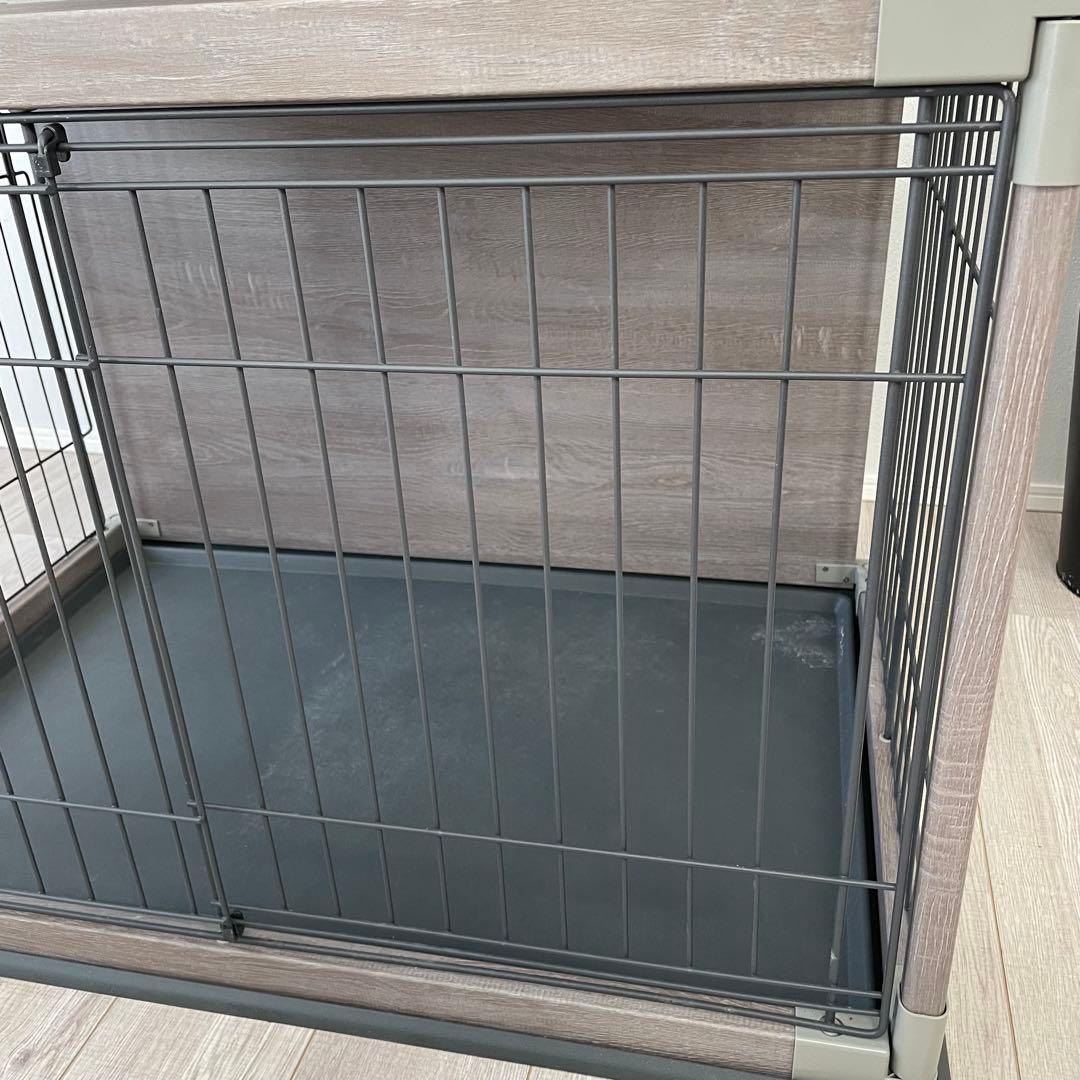 アイリスオーヤマ 犬 ゲージ　ウッディサークル インテリア グレー 小型犬用