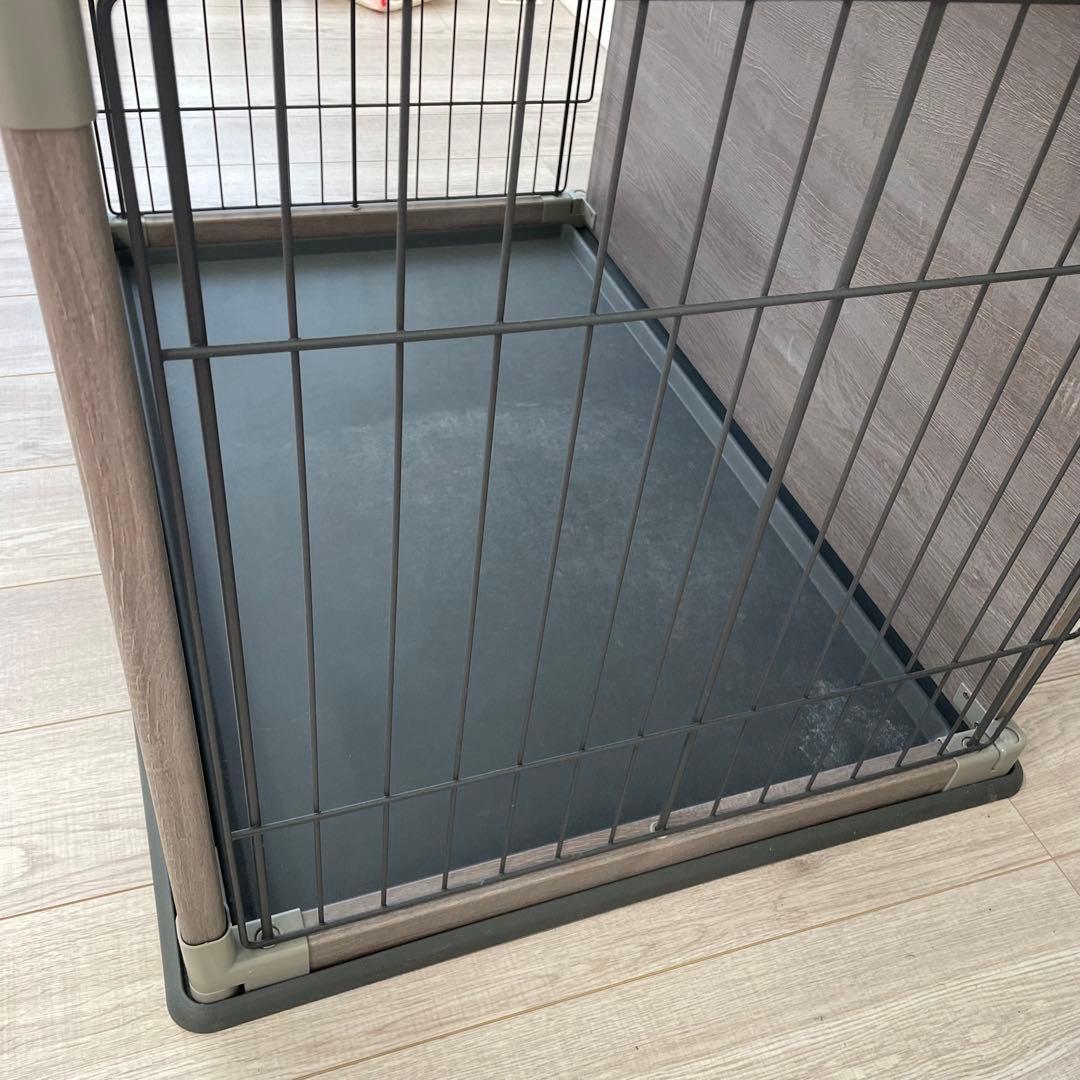 アイリスオーヤマ 犬 ゲージ　ウッディサークル インテリア グレー 小型犬用