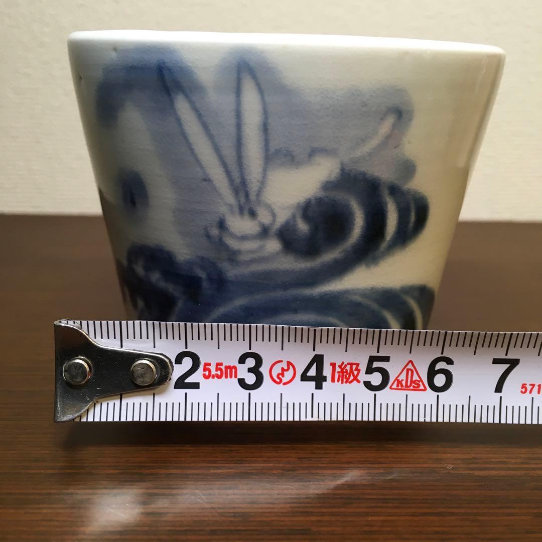 古伊万里　染付　波兎文蕎麦猪口　酒器　中期　無傷　骨董　アンティーク
