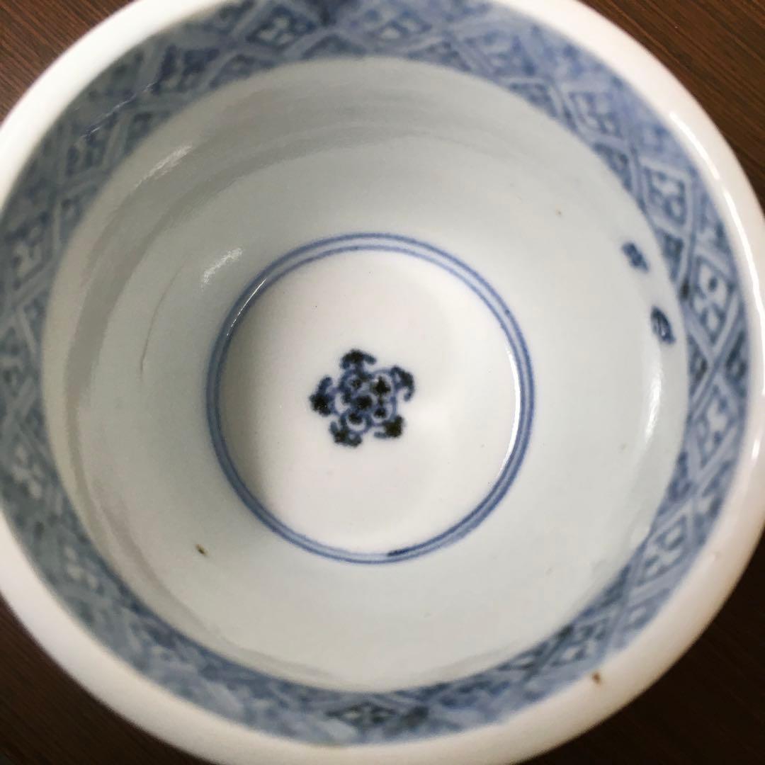 古伊万里　染付　波兎文蕎麦猪口　酒器　中期　無傷　骨董　アンティーク