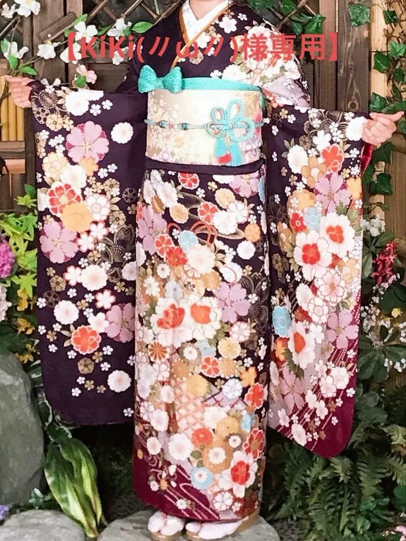 KiKi(〃ω〃) 振袖フルセット 成人式 紫色 花柄 身長160cm