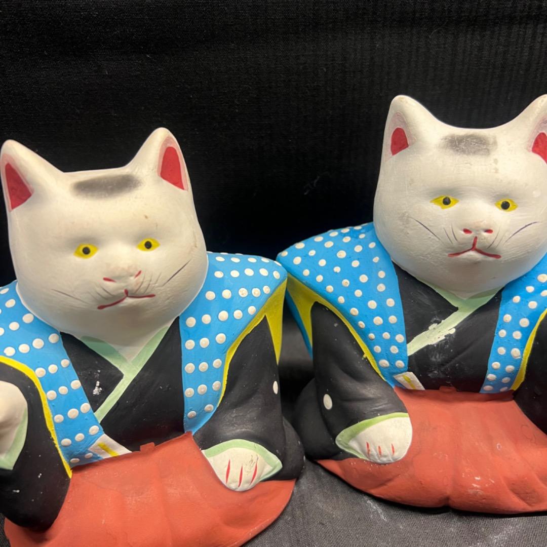 〇※後Dc1006 招き猫 招福猫 中猫 住吉初辰 左右一対