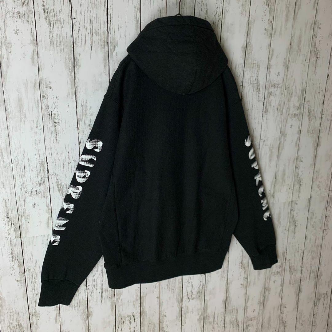 【ビッグシルエット】シュプリーム☆スリーブビッグロゴ入り希少パーカー/1106.