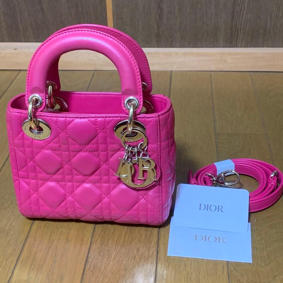 レディディオール　カナージュ ステッチレザー2way ミニハンドバッグ