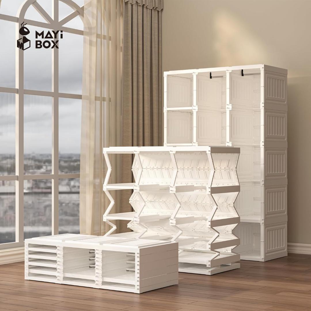 Mayi Box ワードローブ クローゼット 一体折りたたみ式 収納　扉付き