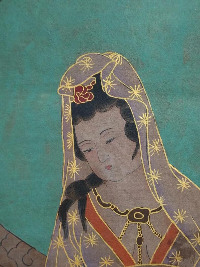 中国古美術・純手描き・画芯・送子觀音画像167x86cm・書画・絹本・仏像・風水