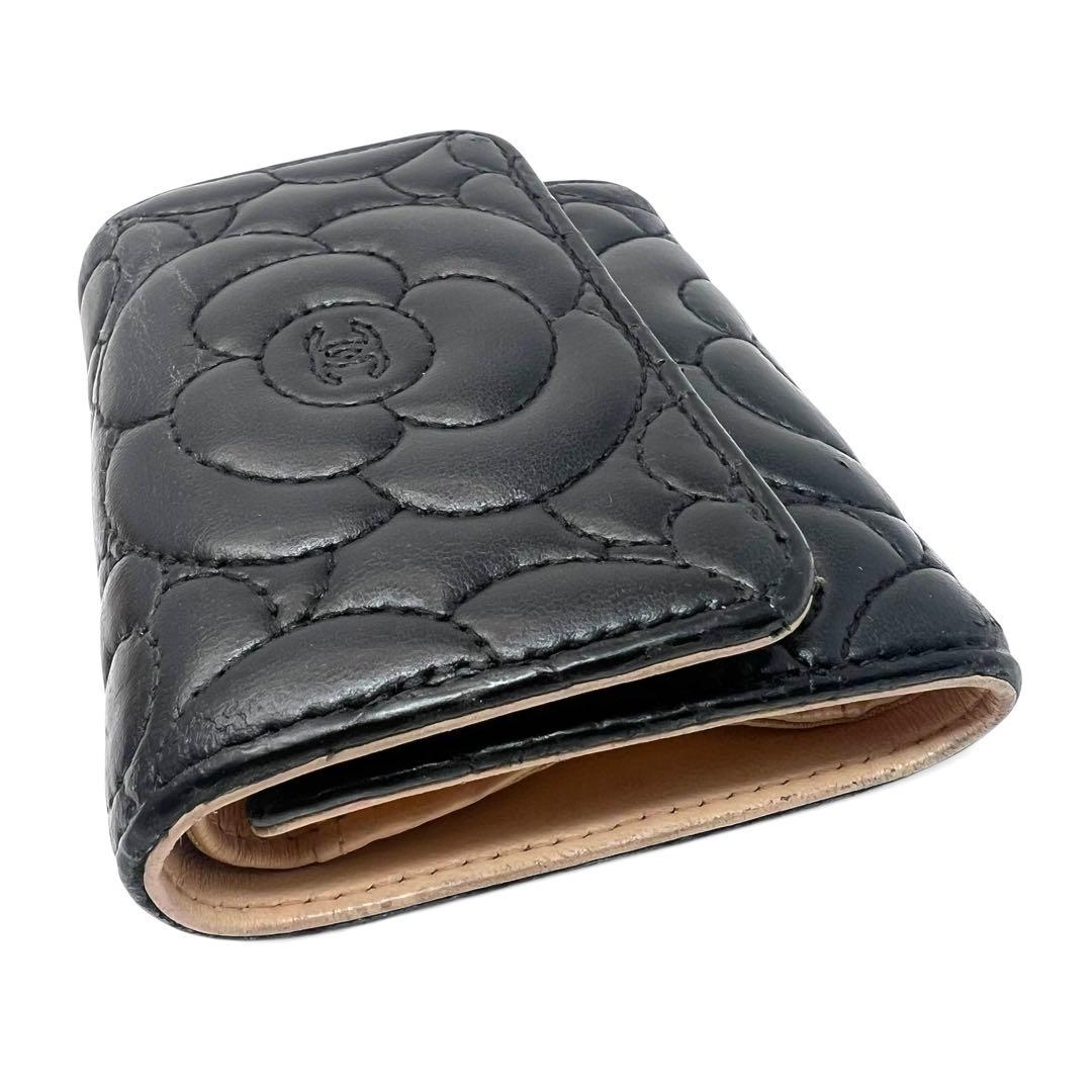 CHANEL シャネル カメリア エンボス 三つ折り財布 コンパクトウォレット
