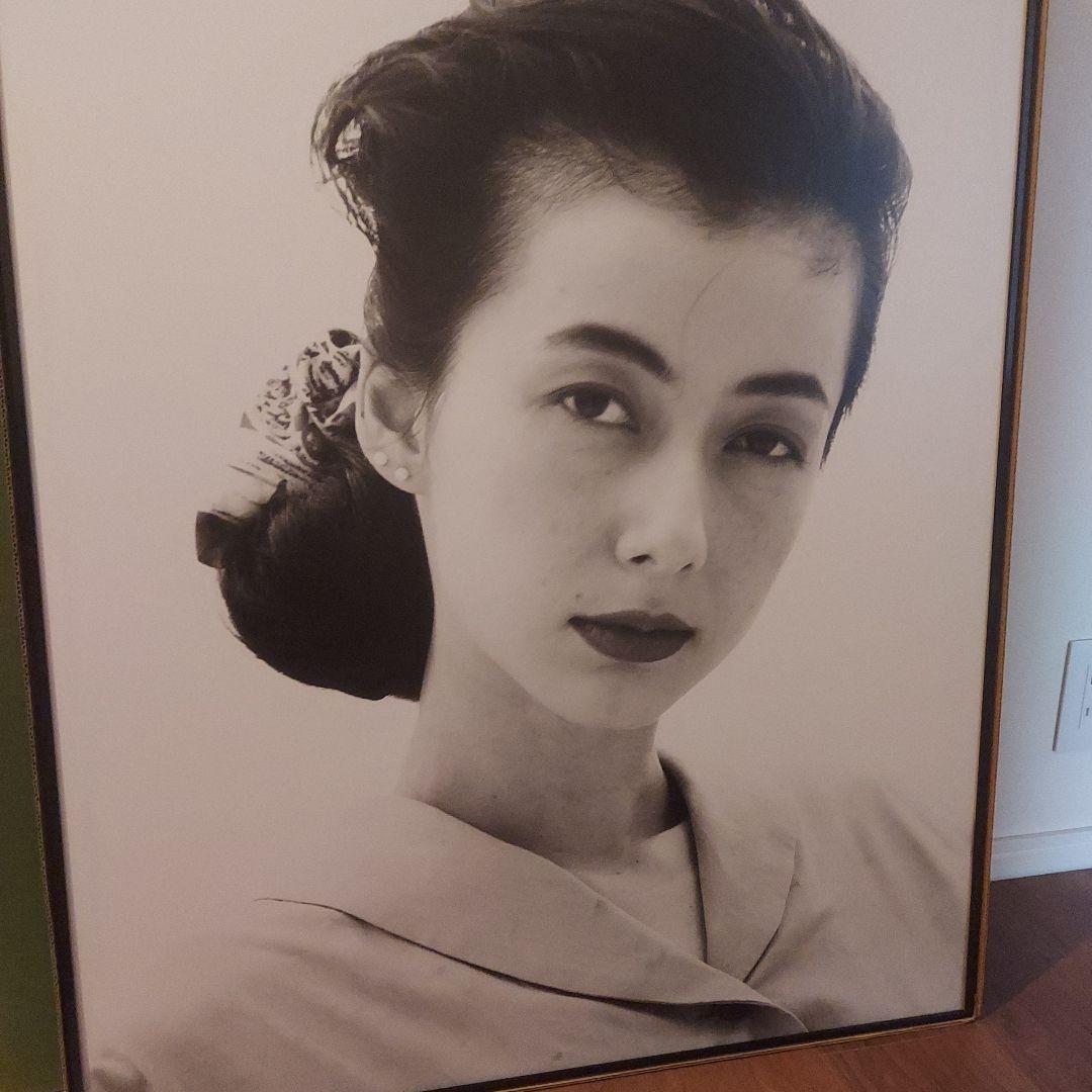 荒木経惟撮影 モデル桐島かれんモノクロアートパネル 写真 大判 フレーム付き