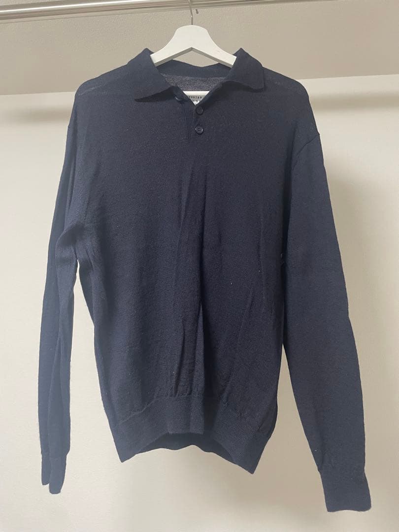 Maison Margiela ネイビー ニットポロシャツ 肘パッチ　Sサイズ