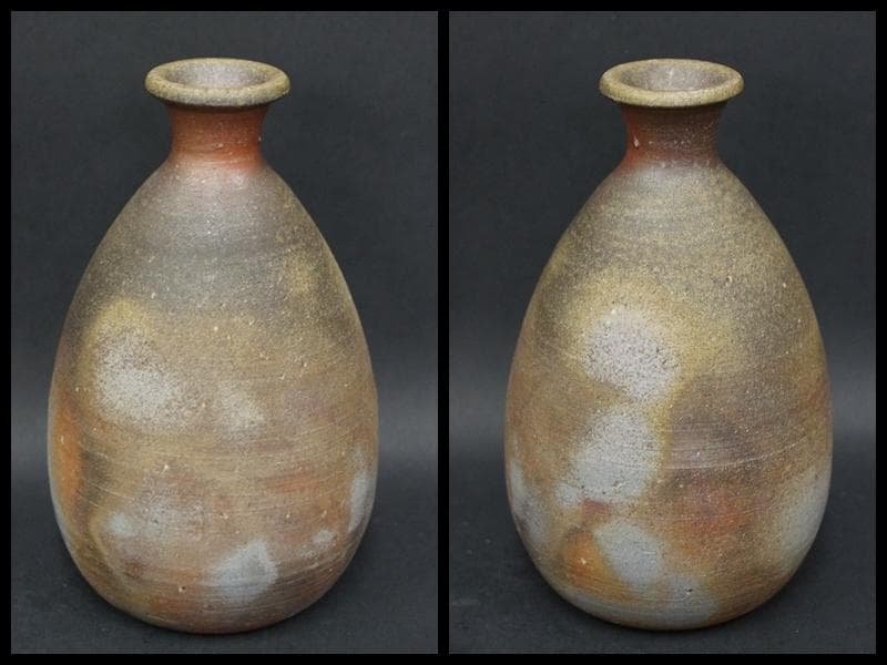 備前焼 吉田善右衛門光里造 徳利 酒盃 窯変 箱付 酒器セット / 酒器