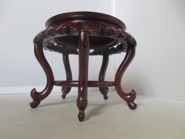 R7/10/10-3　唐木透かし膜高卓　花台　香炉卓　平卓　　盆栽水石花台