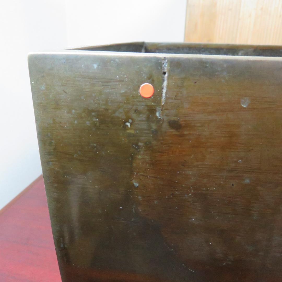 四角瓶掛火鉢 三つ足 共箱 手あぶり 炉 火鉢 明治 名家 蔵出し初荷