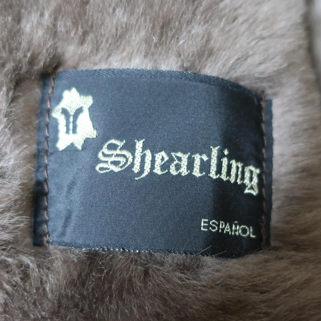 ヴィンテージ メンズスペイン製ムートンコート ラムレザーシアリングコート 茶系