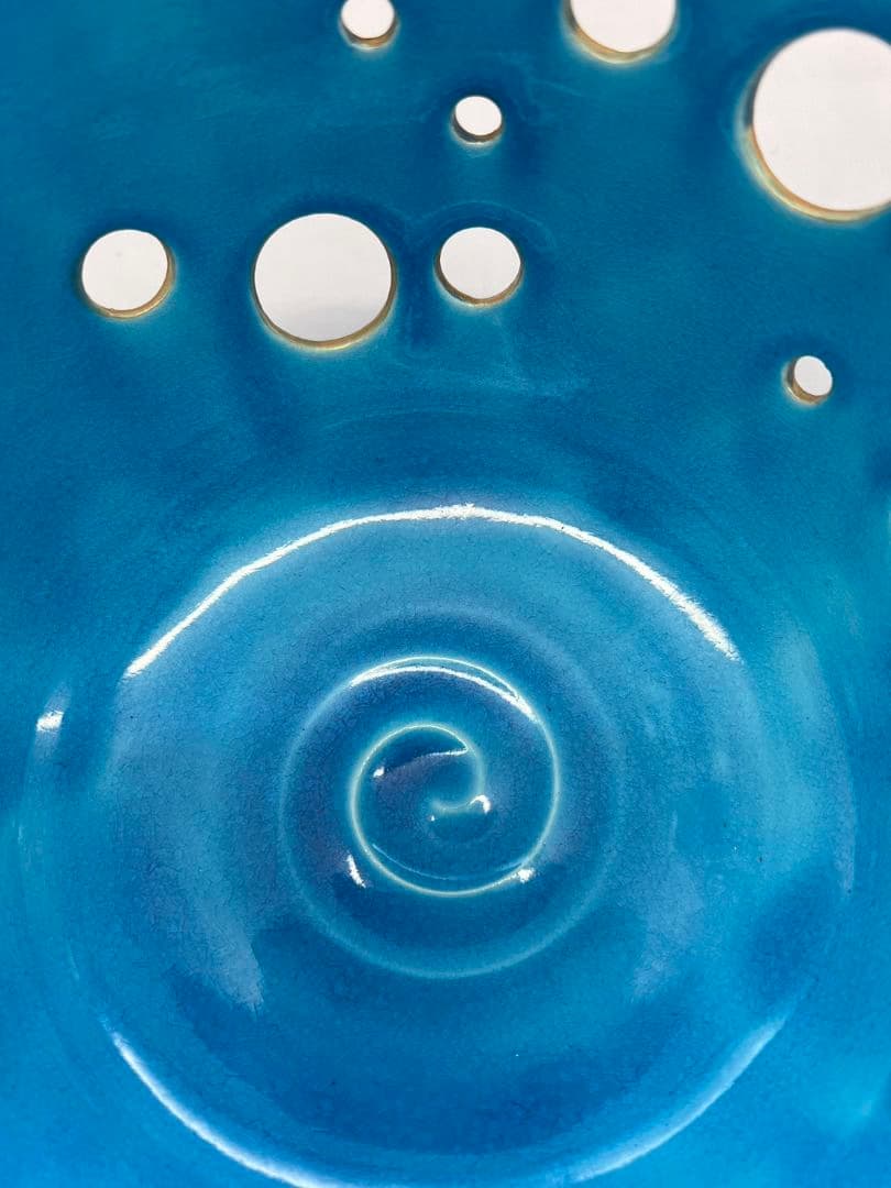 浅黄交趾釉薬水玉透かし文 菓子鉢 平安 善昇 茶道具