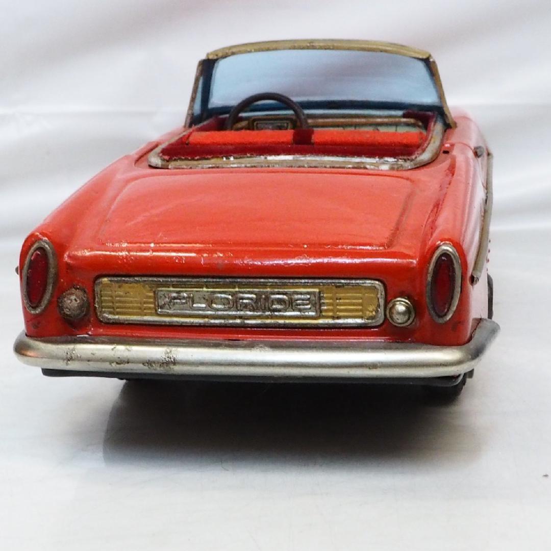 旭玩具【ルノー フロリード赤リペイント屋根欠】ブリキ tin toy car箱無