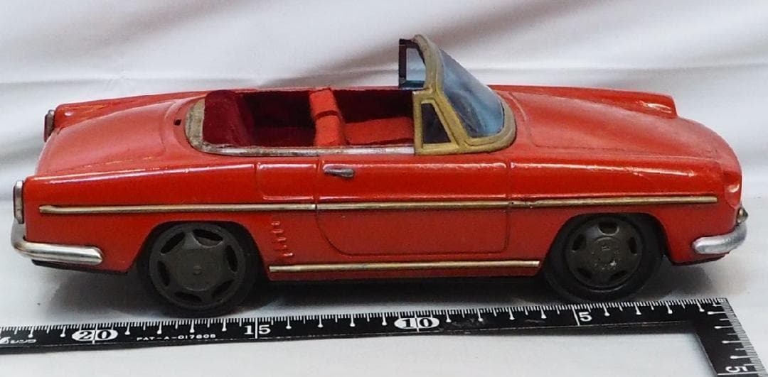旭玩具【ルノー フロリード赤リペイント屋根欠】ブリキ tin toy car箱無