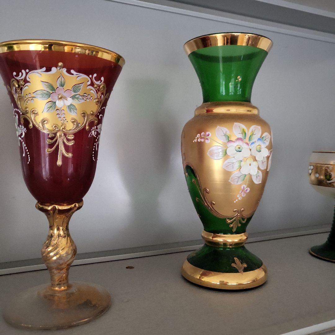 ベネチアングラスベネチアンボトルセット7点ガラスワイングラス