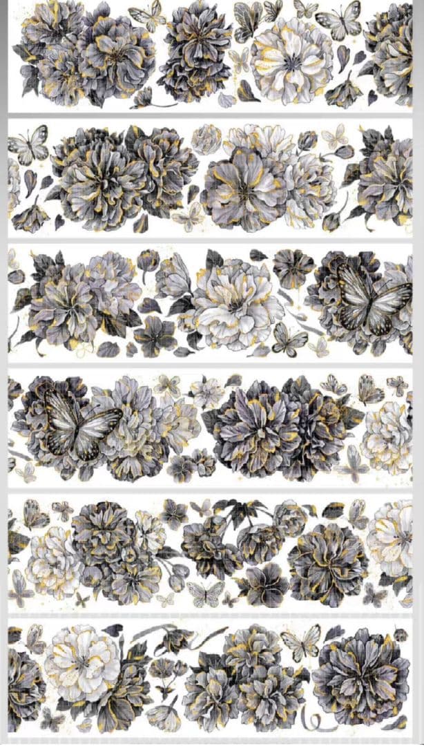 巻売 609★ 海外 マスキングテープ マステ PET 花 装飾 烫金黄