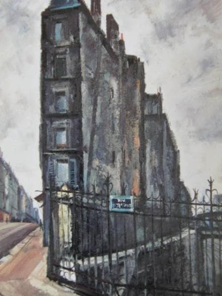 荻須高徳、線路に沿った家、希少な画集より、新品高級額・額装付