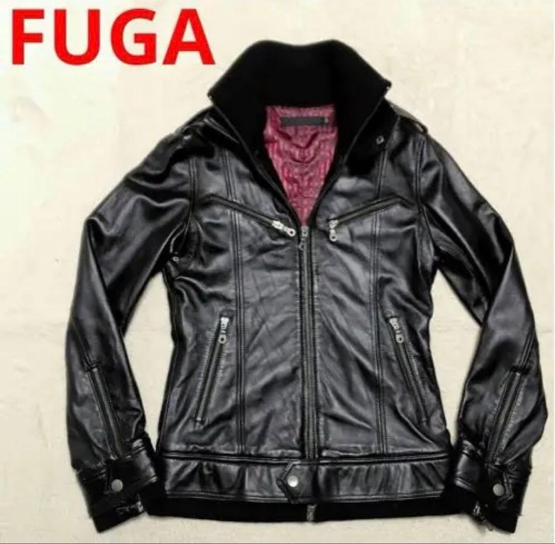 FUGA　羊革ラムレザー　ライダースジャケット黒　y2k