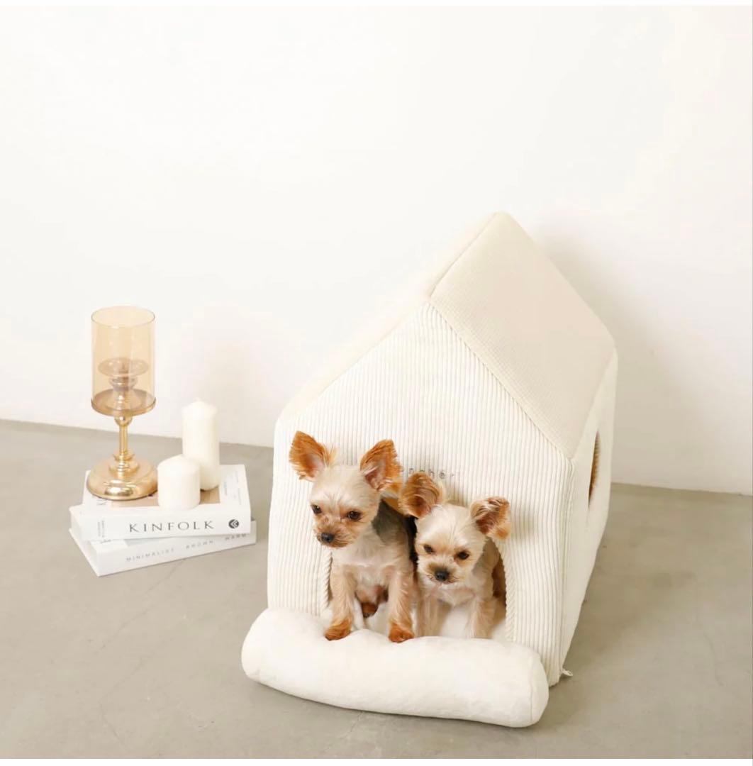 Moncheri ナチュラル小窓付きコーデュロイペットハウス