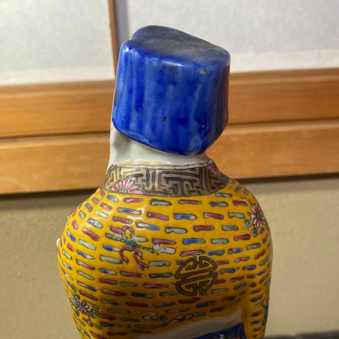 中国古玩　色絵人物置物12cm31cm8cm