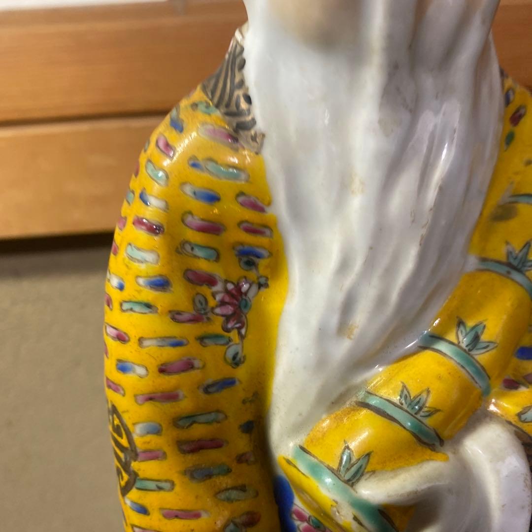 中国古玩　色絵人物置物12cm31cm8cm