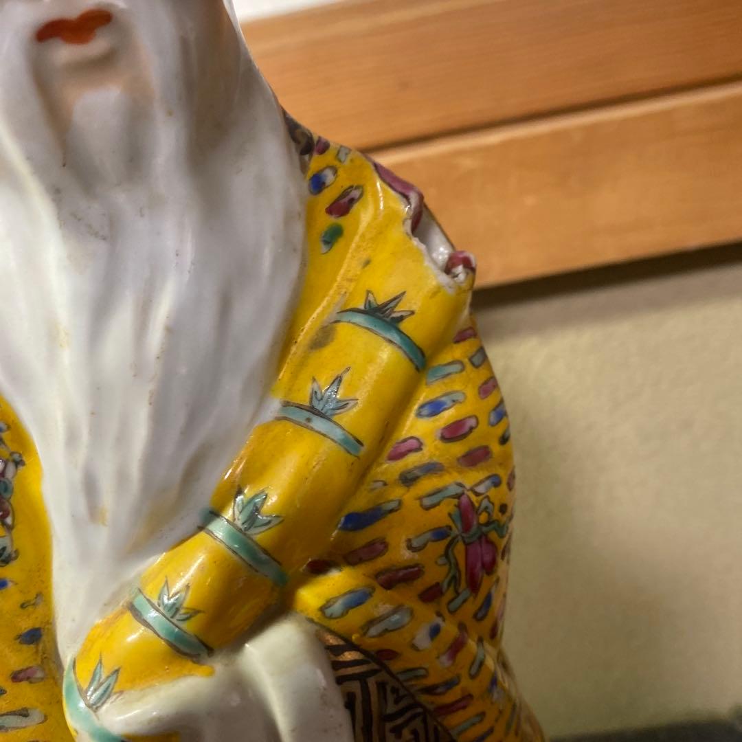 中国古玩　色絵人物置物12cm31cm8cm