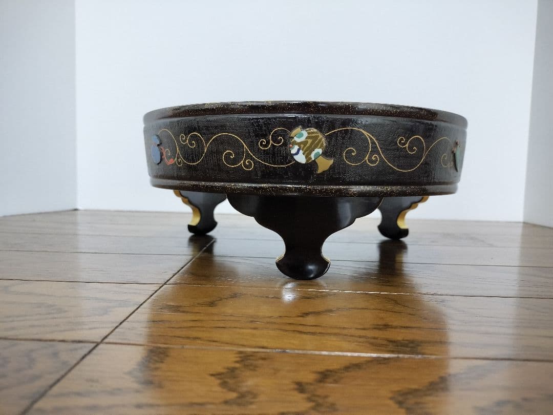 安藤七宝　漆盆　茶道　菓子盆　七宝　漆