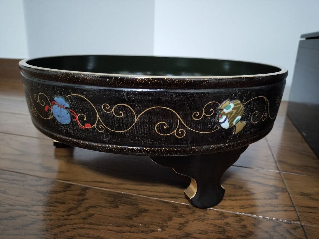 安藤七宝　漆盆　茶道　菓子盆　七宝　漆