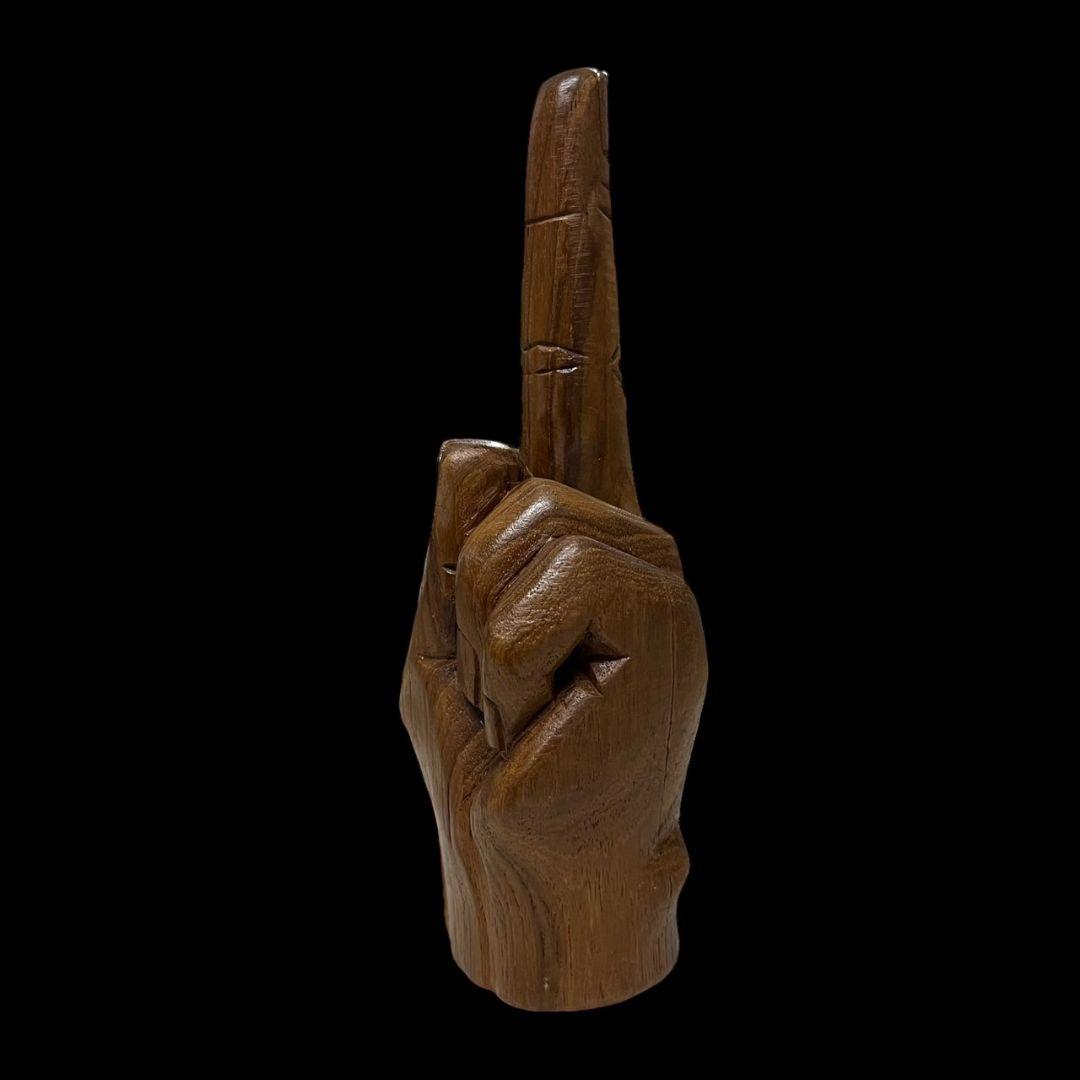 激レア　ビンテージ　木製　ピース ハンドサイン　オブジェ　置物　ウッドサイン