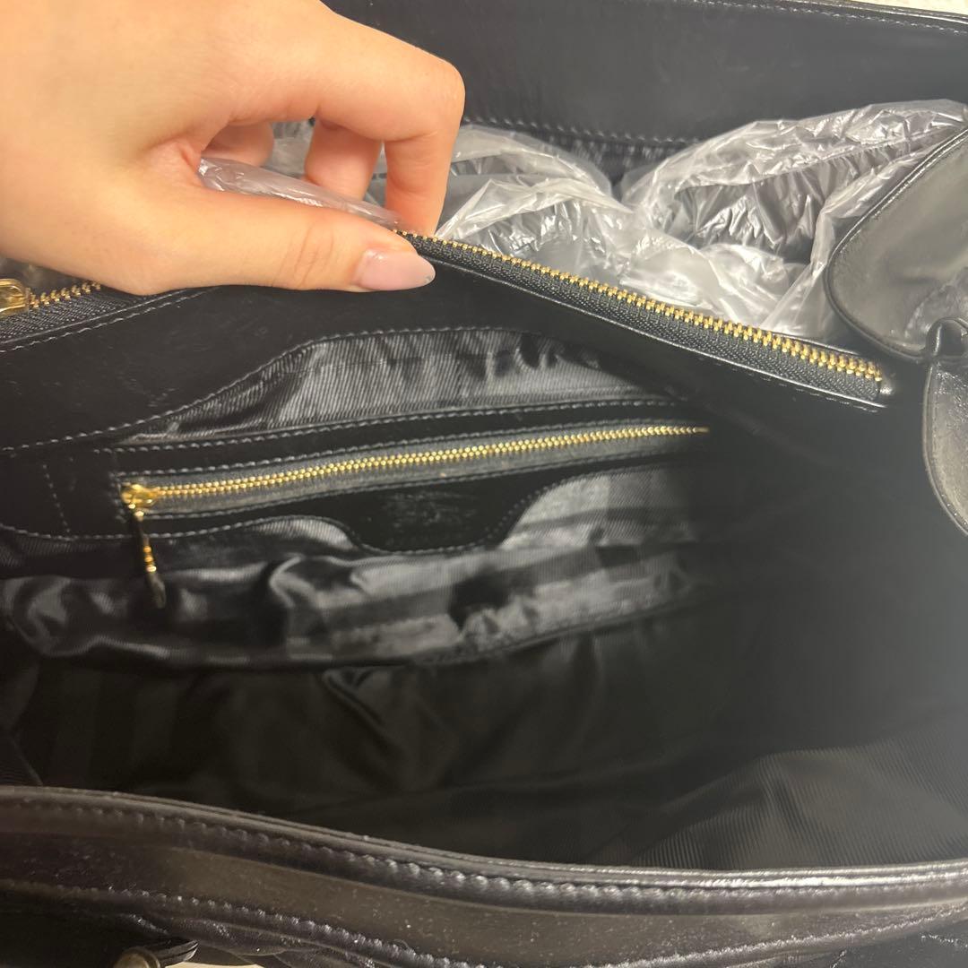 ノバチェック ホースロゴ　レザー　キルティング　トートバッグ