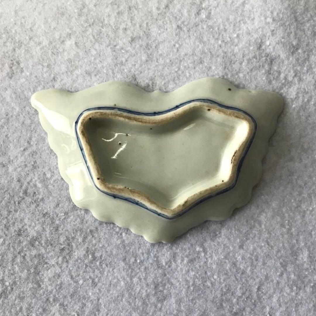 藍九谷　古伊万里　蝶型小皿