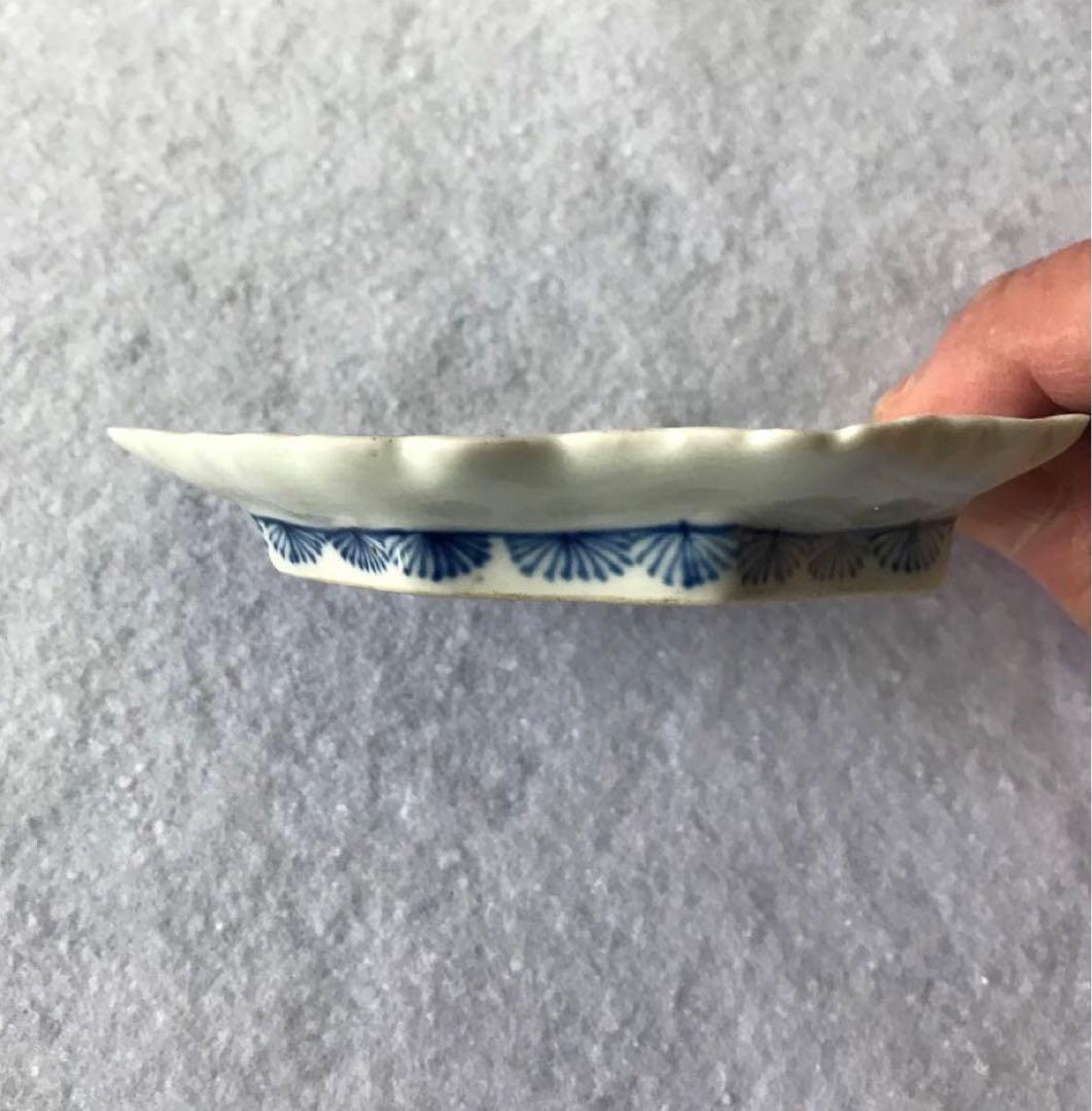 藍九谷　古伊万里　蝶型小皿