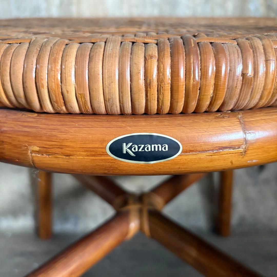 kazama ヴィンテージラタン　ラウンドテーブル & チェア　ラウンジセット