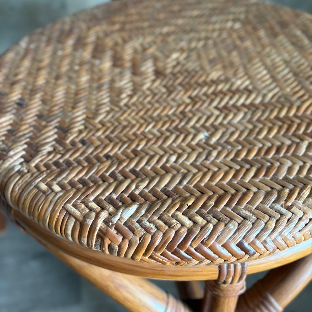 kazama ヴィンテージラタン　ラウンドテーブル & チェア　ラウンジセット