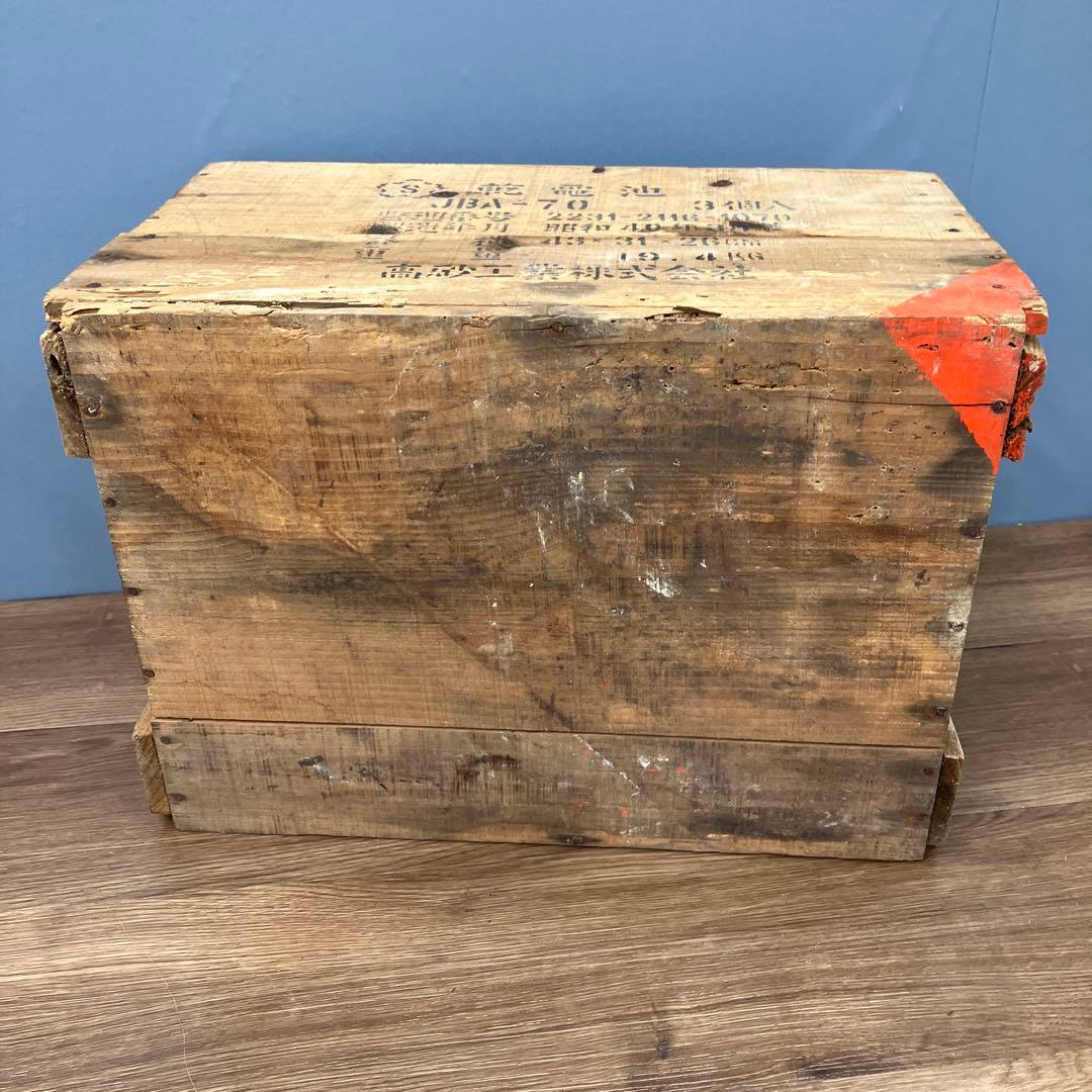 A-4 昭和レトロ 木箱 乾電池用 アンティーク 収納 什器 昭和40年 当時物