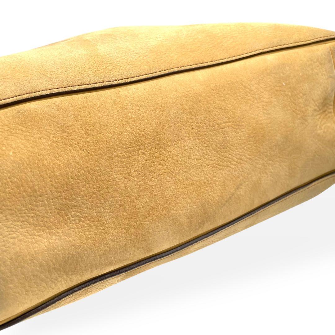 美品　COACH コーチ　ショルダーバッグ　ヌバック　レザー　ターンロック　茶