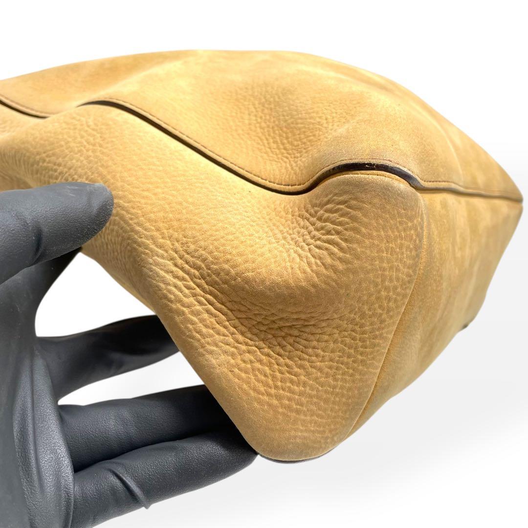 美品　COACH コーチ　ショルダーバッグ　ヌバック　レザー　ターンロック　茶