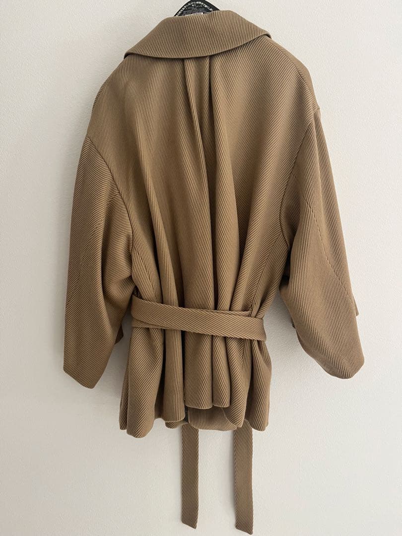 cabanaカバナ ケイト カシュクールジャケットコート　ペイズリー柄玉虫色