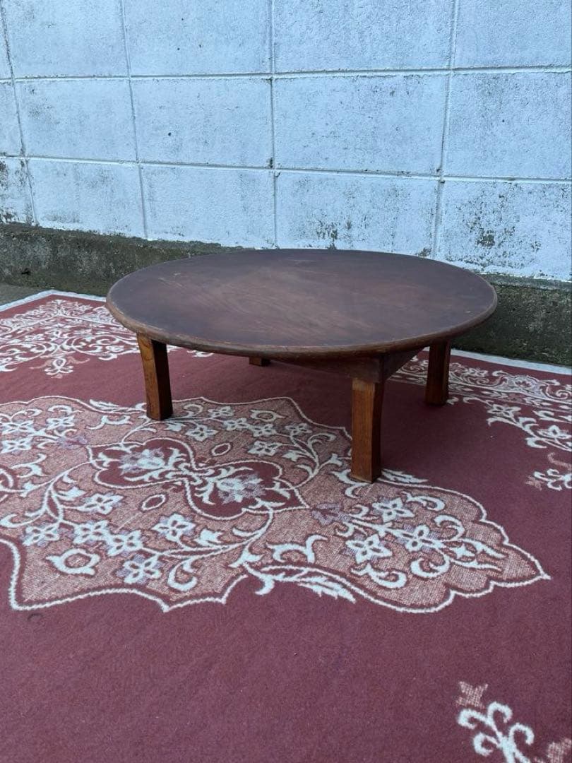 古家具アンティーク◾️木製無垢材 ちゃぶ台 円卓 ローテーブル 机