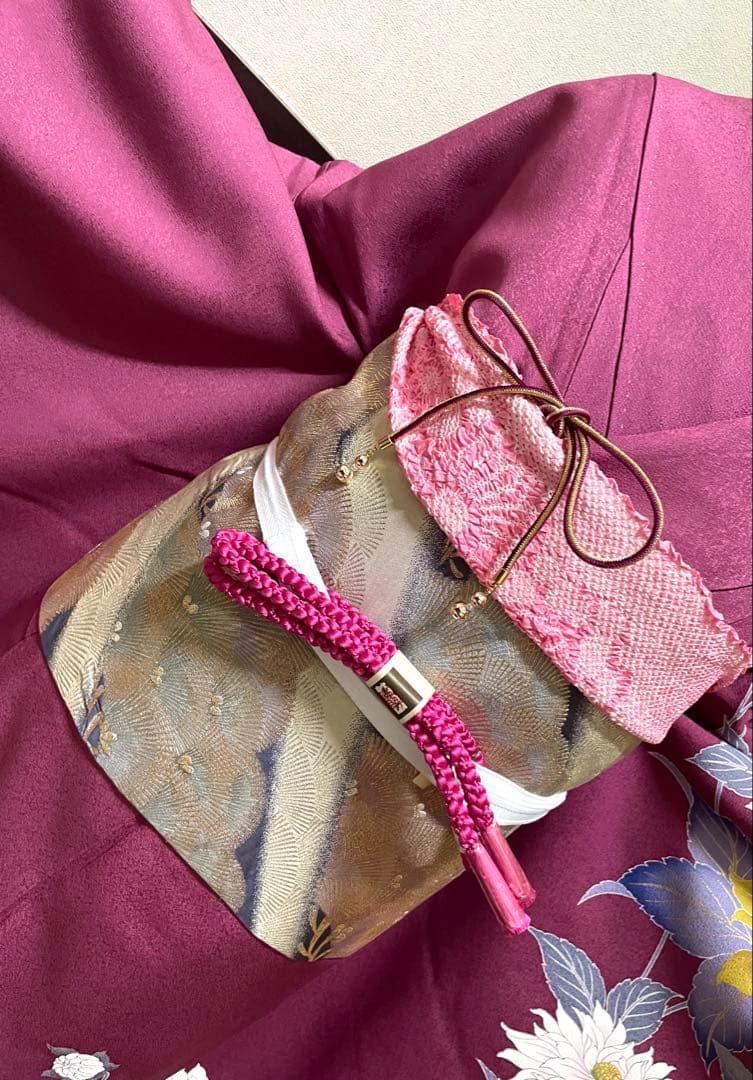 振袖 フルセット6点サイズM〜Ｌ草花　ビーズ　暈し染　金彩　正絹