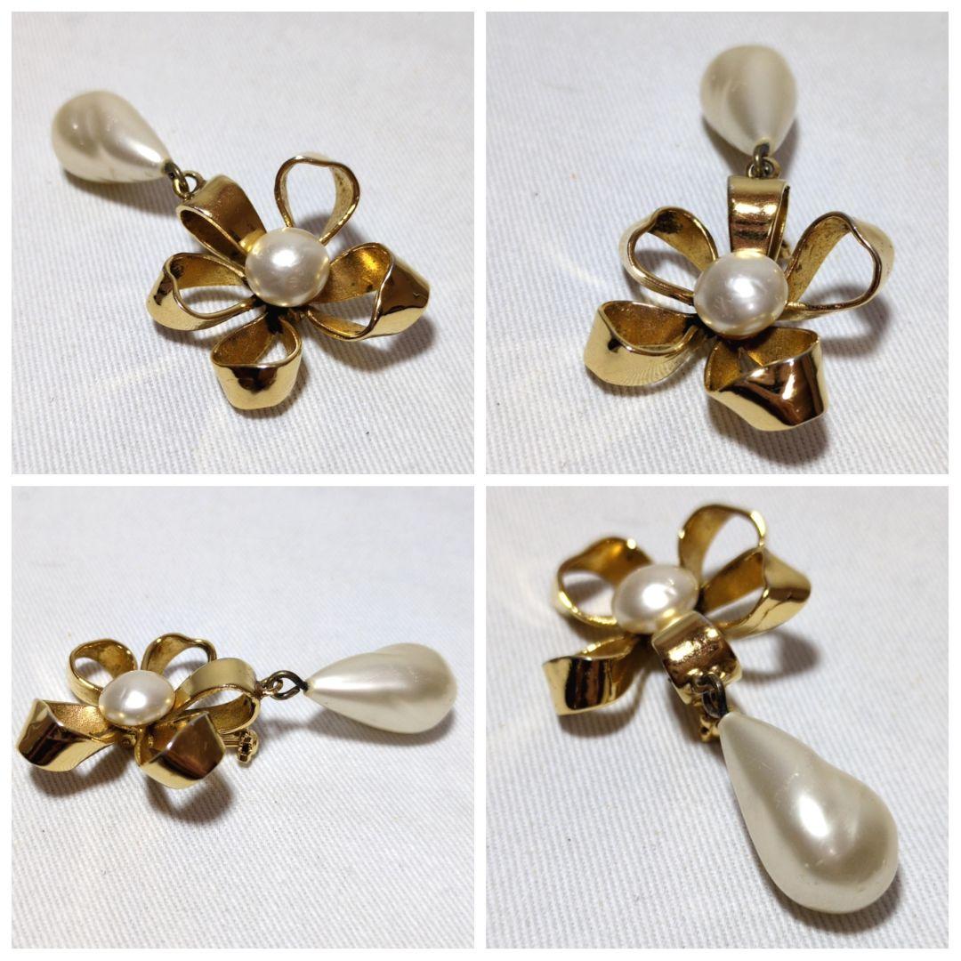 CHANEL　シャネル　ゴールド　フェイクパール　フラワー　ブローチ