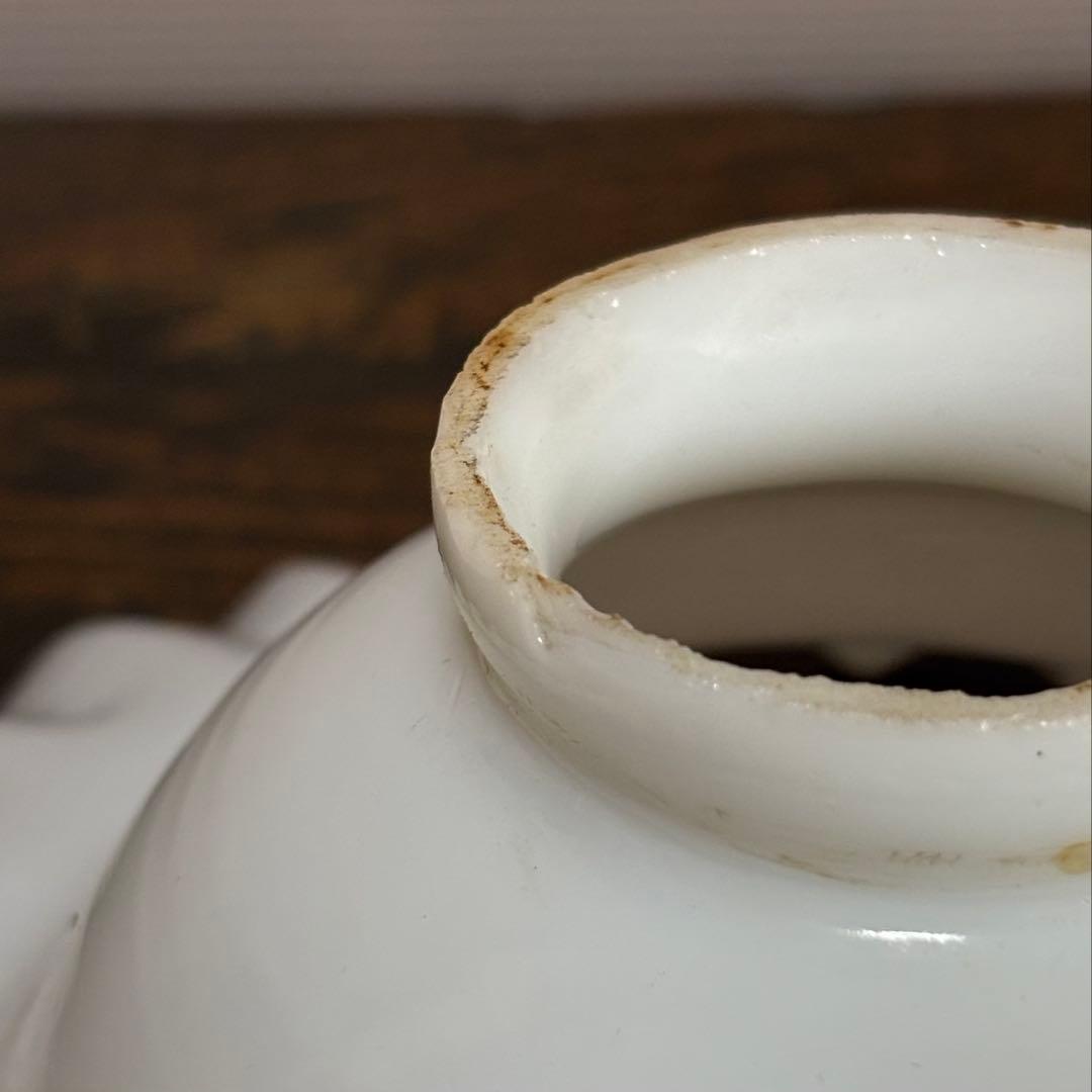 アンティーク電笠　乳白色　緑