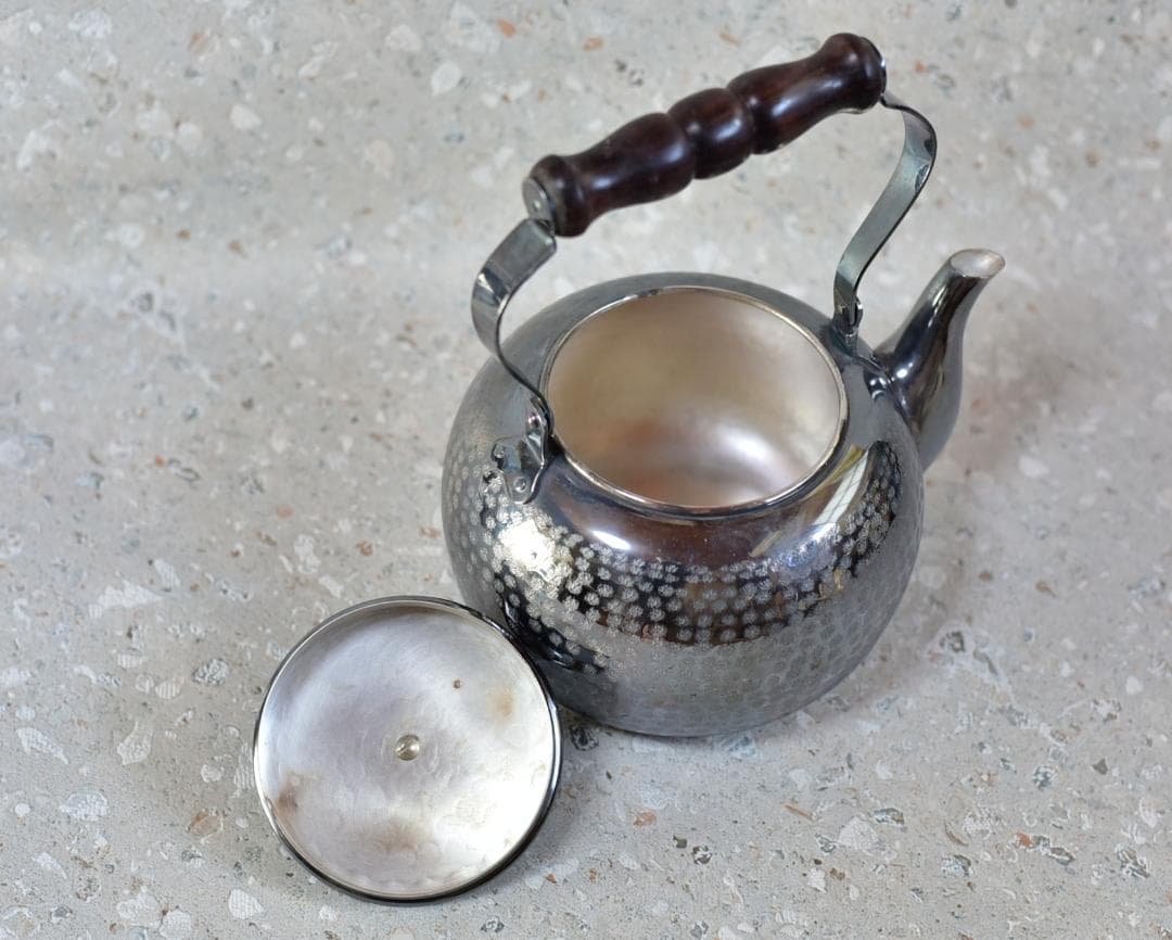 いぶし銀湯沸かし　銀瓶　銅製品お茶道具