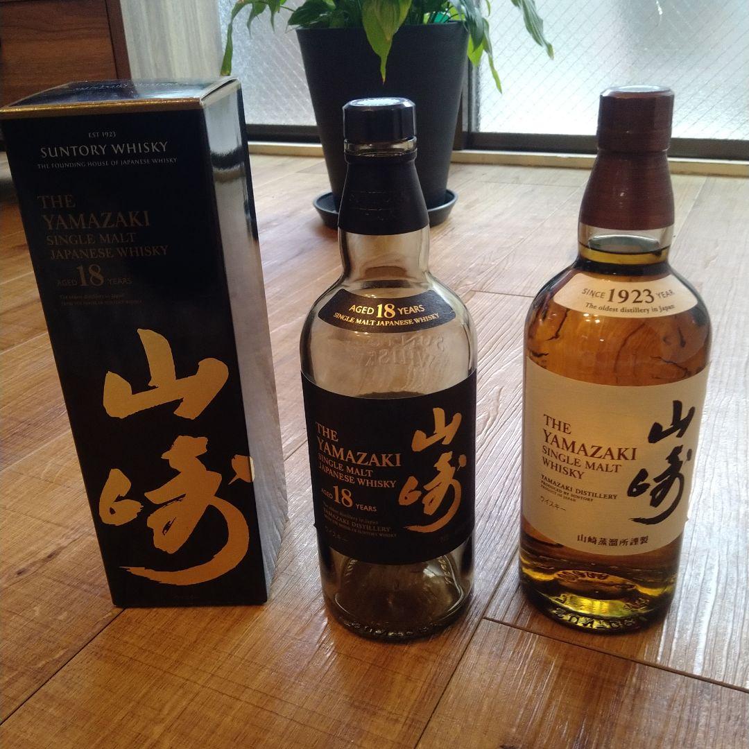 サントリー山崎シングルモルトウイスキー(新品)　　 （空瓶)18年箱有り セット