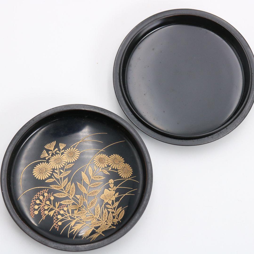 辻石斎作 秋草に鈴虫蒔絵 香合 茶道具 共箱共布　C900