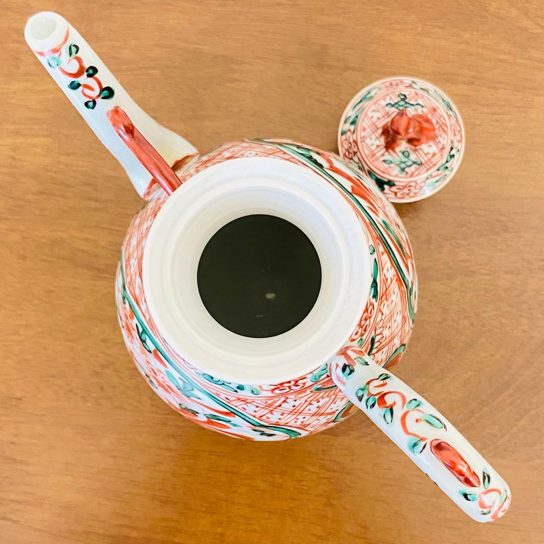 煎茶道具 盛盞瓶 赤絵　高野昭阿弥　共箱　茶器　水注　水差し　磁器　仙盞瓶